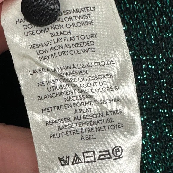 SOLD Free People Alpine Green Glitter Metallic Cardigan‎ Womens Size XL Y2K - Picture 10 of 15